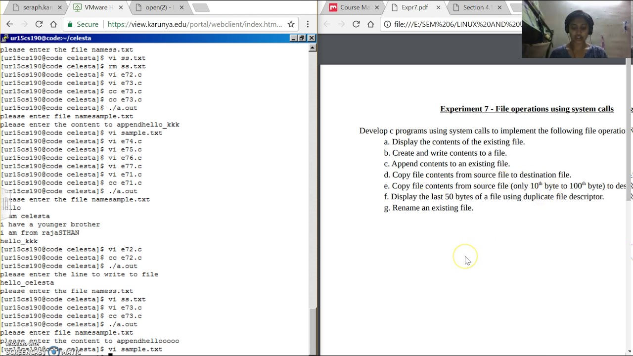 file operations using system calls