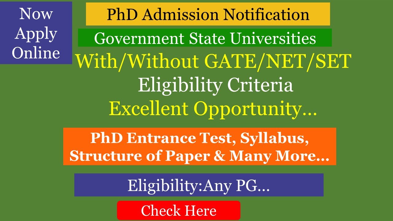 PhD Admission Notification 2021 | NET | CSIR | JRF | GATE | WITHOUT NET, SET, GATE ELIGIBLE TO APPLY