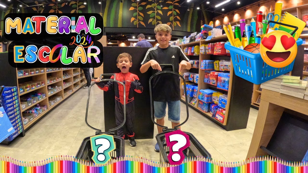 MATERIAL ESCOLAR 2024. Irmãos Mamu Comprando Materiais Escolares