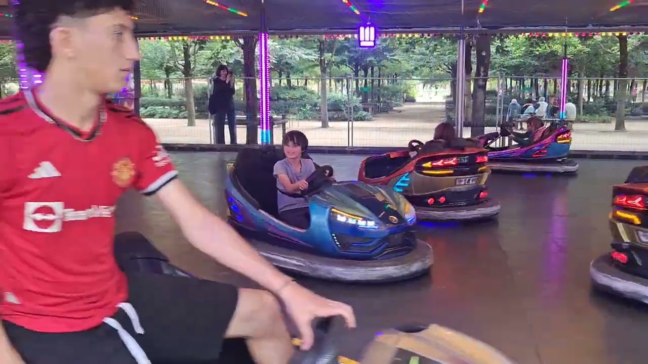 Me on bumper cars, i have the white hoodie