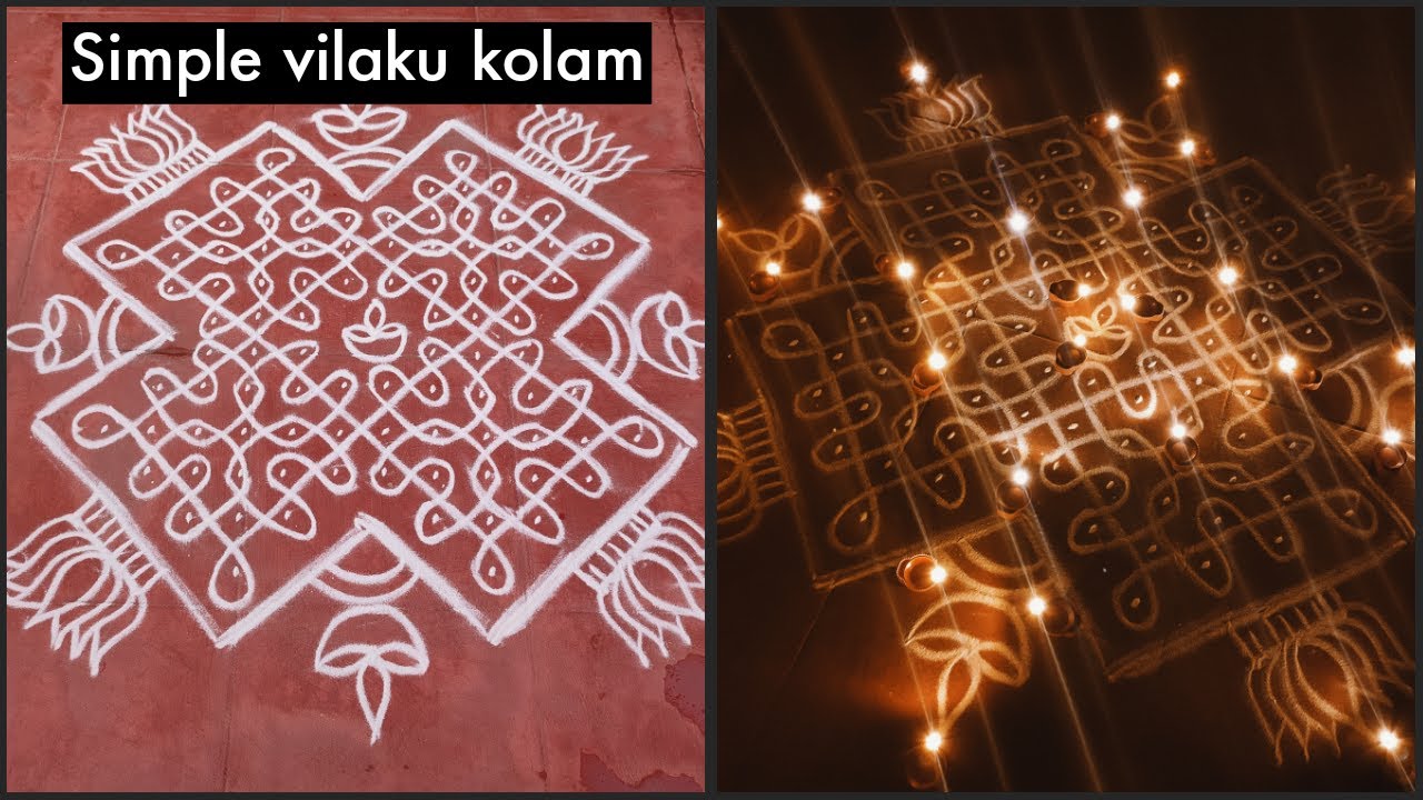 Kaarthigai deepam special simple and traditional kolam with dots | Navarathri vilakku kolam