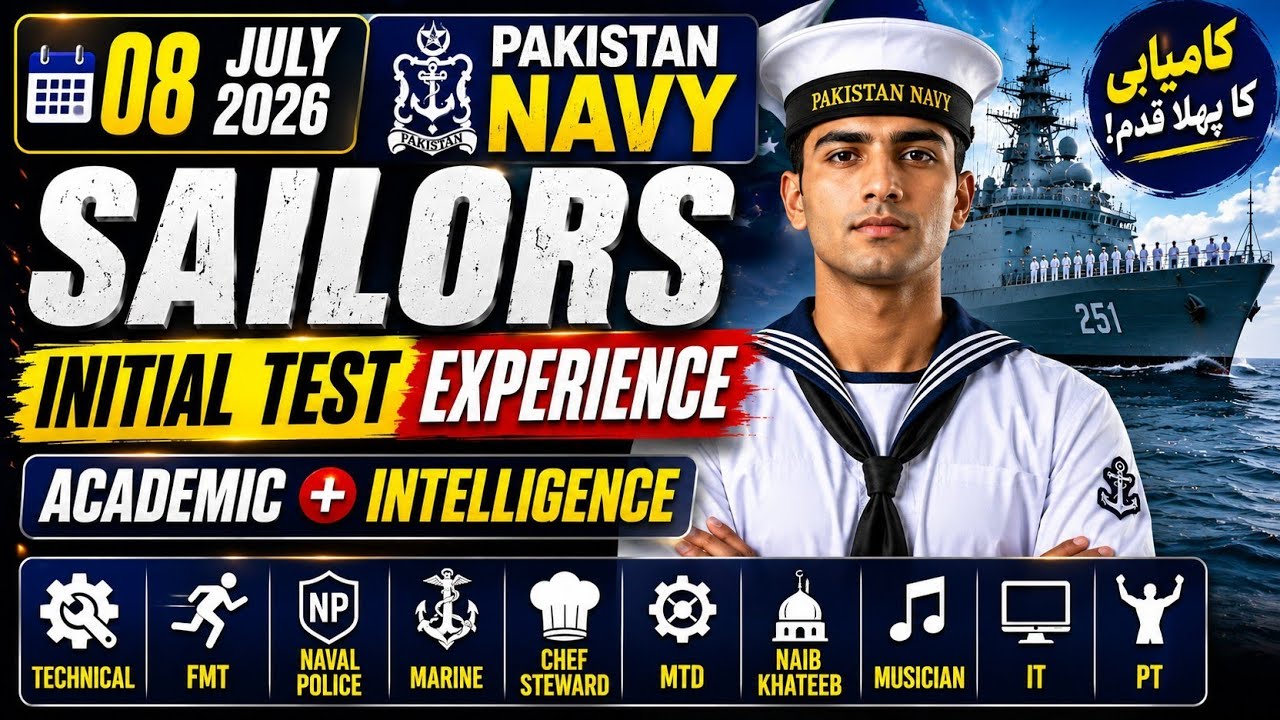 08 July 2026 | Pak Navy Sailors initial test experience | Academic + Intelligence | Technical NP N/K