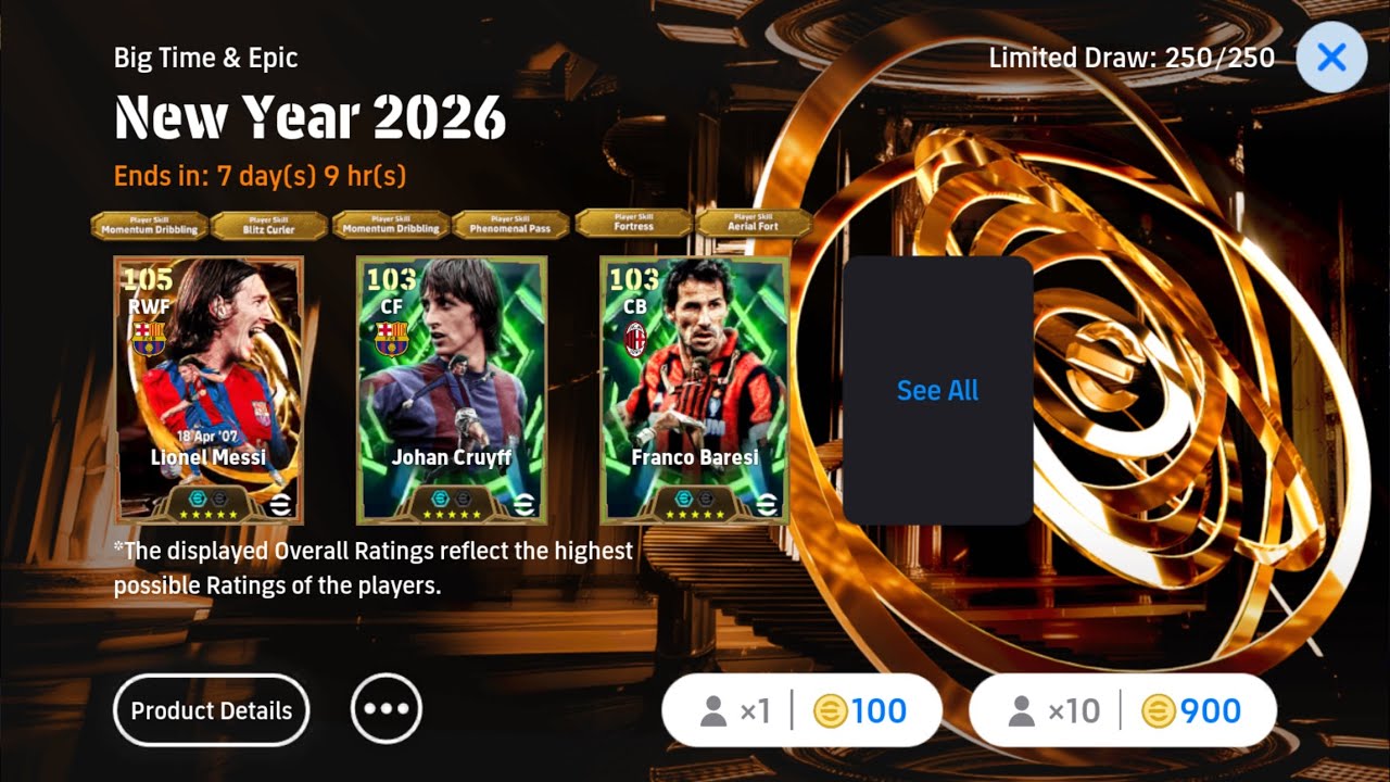 OMG 25K Coins 🤑 Pack Opening ❤️ Big Time & Epic New Year 2026 eFootball 2026 ⚽️ 110 Messi 109 Cruyff