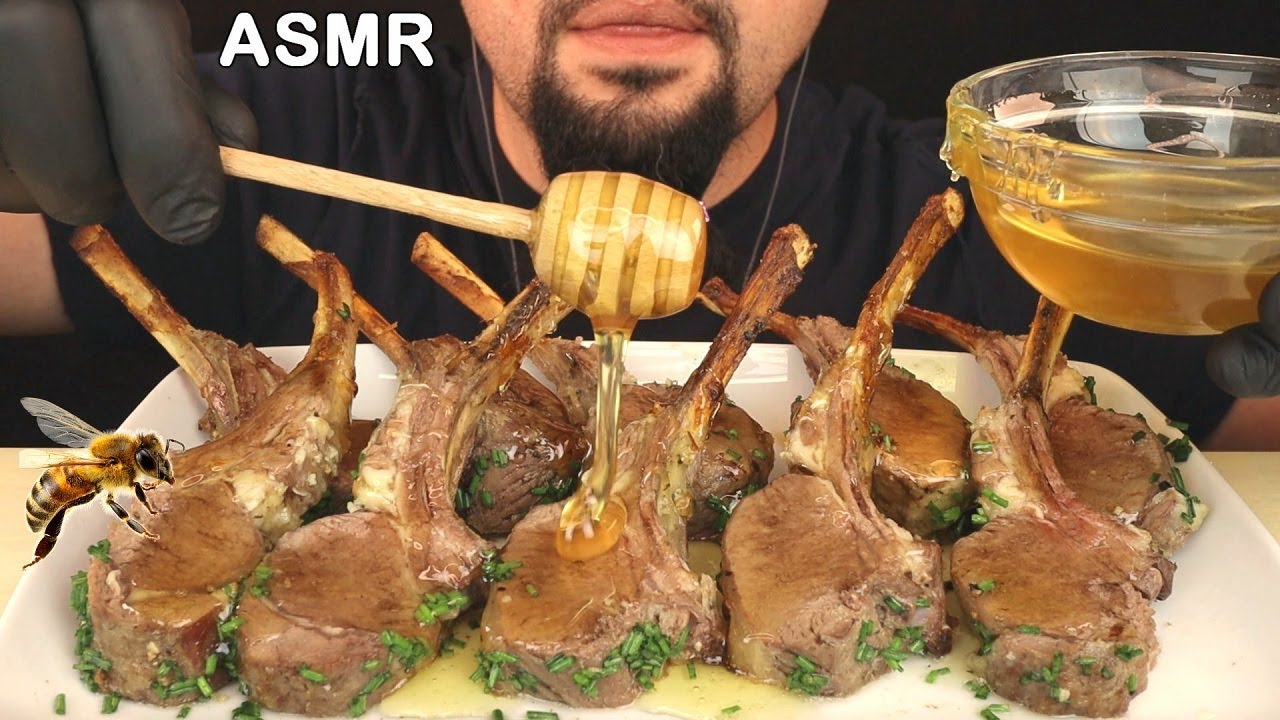 ASMR BABY LAMB CHOPS & HONEY MUKBANG (No Talking) EATING SOUNDS