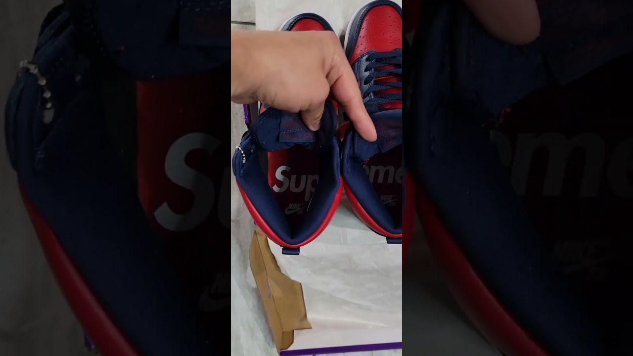 Supreme x Nike SB Dunk High (By Any Means) Unboxing!! Varsity Red/ Midnight Navy