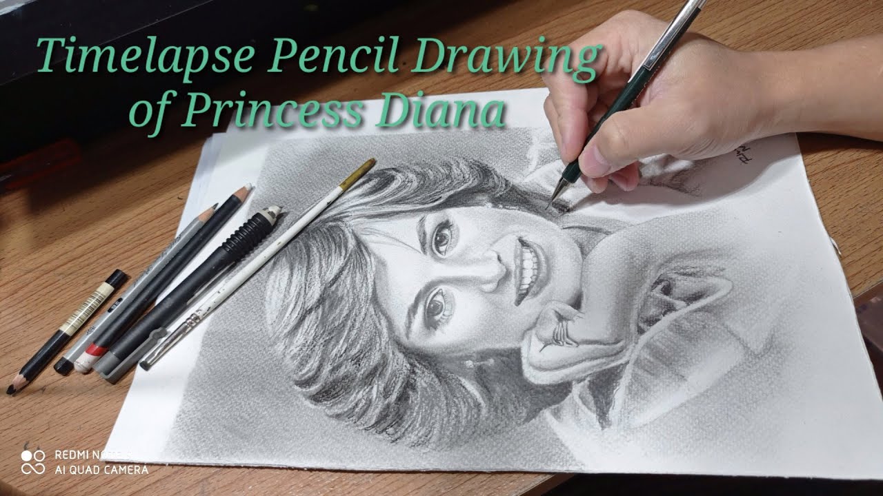 Timelapse Portrait Drawing of Princess Diana