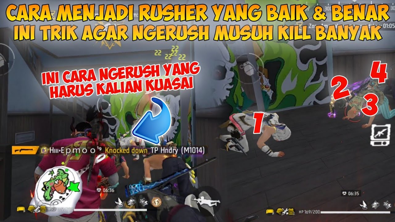 TIPS DAN TRIK CARA MENJADI RUSHER PRO FREE FIRE | Ini Cara Ngerush Yang Harus Kalian Kuasai