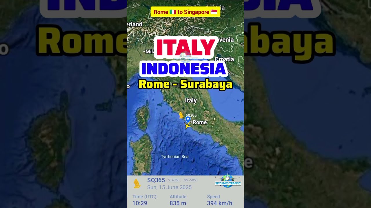 Rome 🇮🇹 to Surabaya 🇮🇩 Flight Route