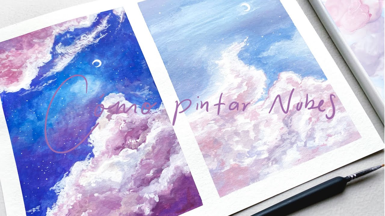 CÓMO PINTAR NUBES  ☁️ 💌 GOUACHE