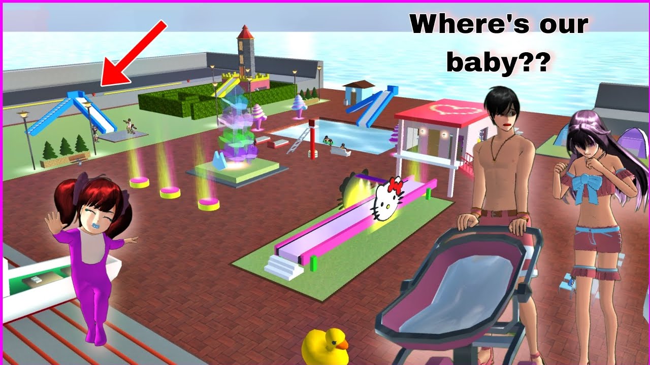 PROPS ID : New Updated Harbor Family Water Slide Park and Camp on Sakura School Simulator