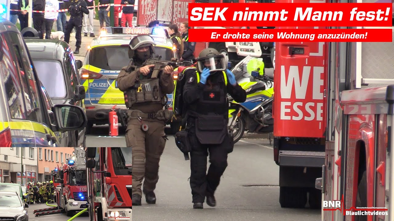 [MANN DROHT WOHNUNG ANZUZÜNDEN!] Großeinsatz von Polizei und Feuerwehr! Festnahme durch SEK!
