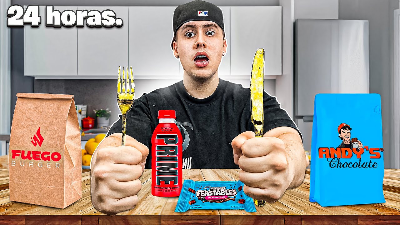 ¿Muy caros? 24 horas COMIENDO solo PRODUCTOS de INFLUENCERS⭐️😱 ft ANDY
