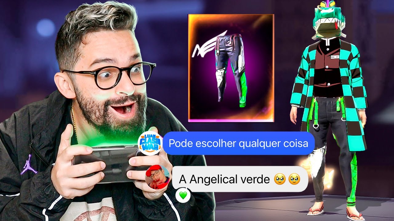 Ele tem 21 Anos e só QUERIA A ANGELICAL VERDE no FREE FIRE