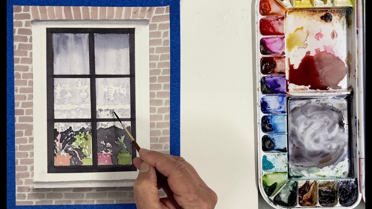 A Window Into Watercolor...Painting Tutorial of a Window,  Bricks, and Lace by Jo Ellen Reinhardt
