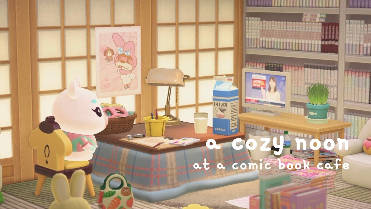 spending alone time at a comic book cafe 🔖💭 warm lofi music 따뜻한 로파이 | acnh 모동숲 あつ森