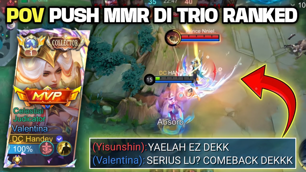 VALENTINA HANDEY PUSH MMR DI TRIO RANKED!! 3 MATCH HARD GAME SEMUA 20 MENIT++ 🔥