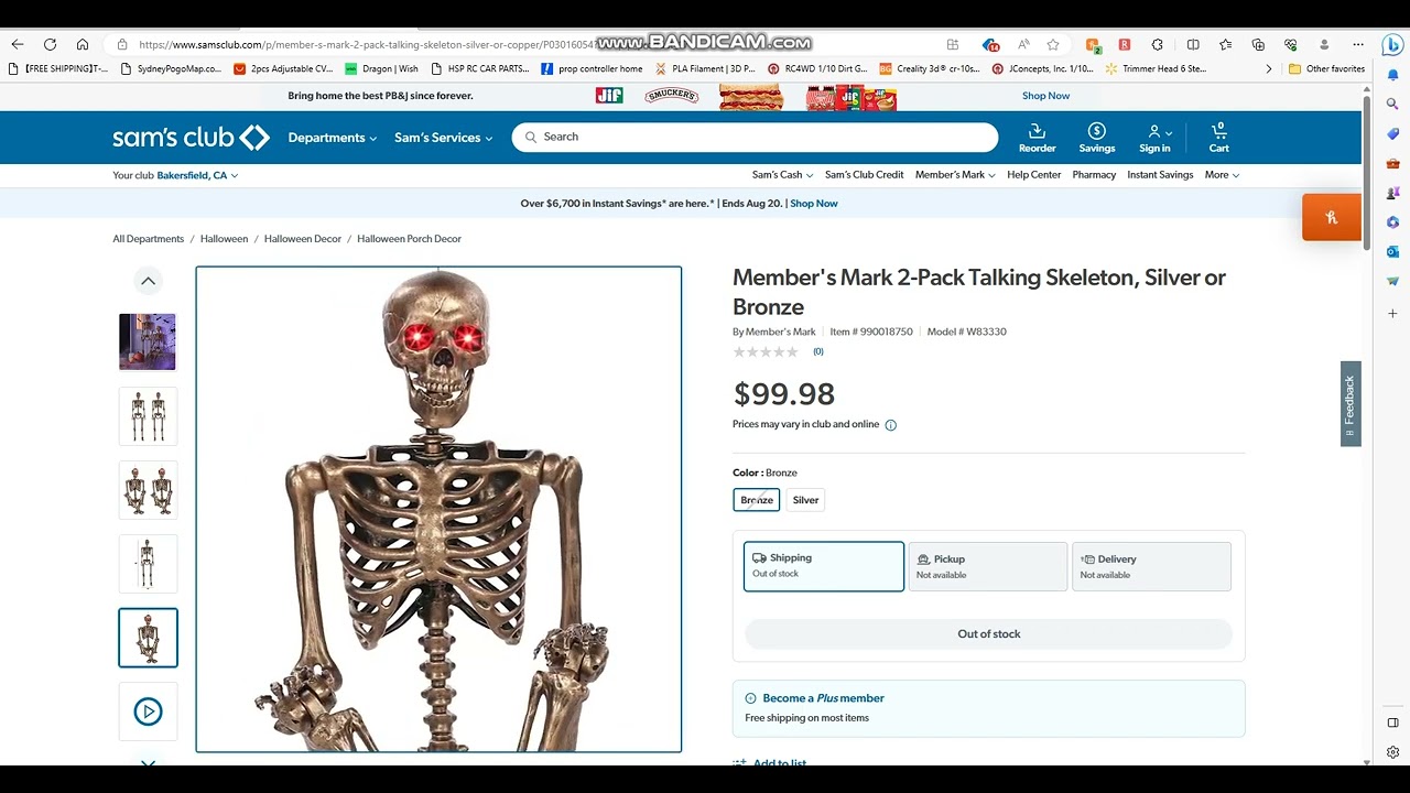 Member's Mark 2-Pack Talking Skeleton, Silver or Bronze ( sma's club)