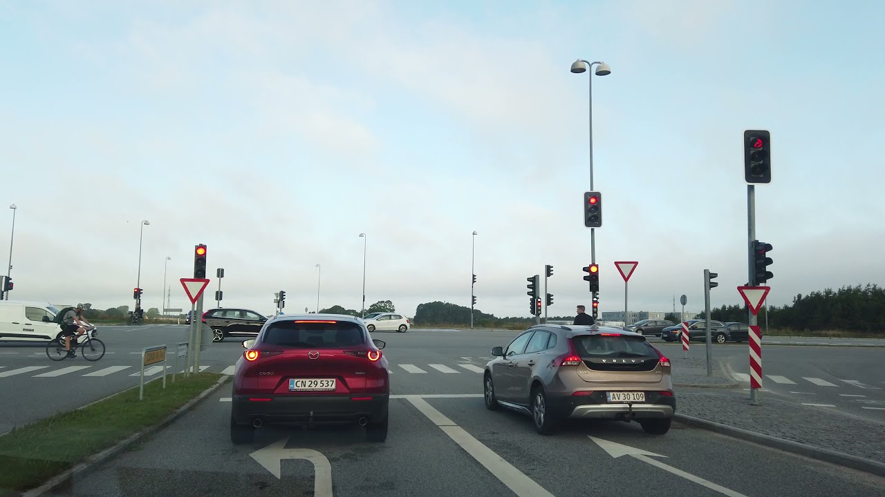 Driving around Outskirts of Aarhus - Risskov, Årslev, Skejby - Denmark #4k