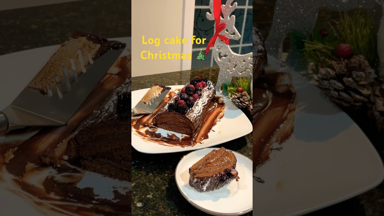 “My Christmas Log Cake (Bûche de Noël / Rocambole de Natal) Turned Out Amazing! 🎄✨”