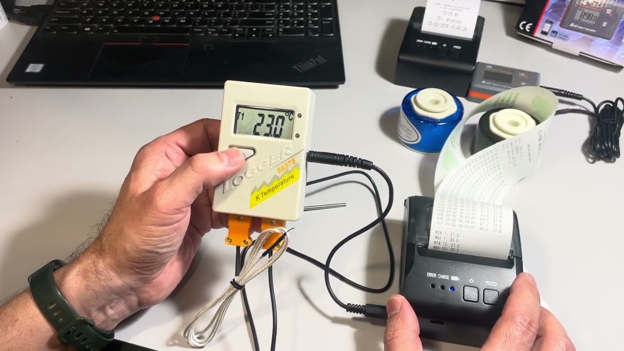 Inregistrator de temperatura cu termocuplu K si imprimanta