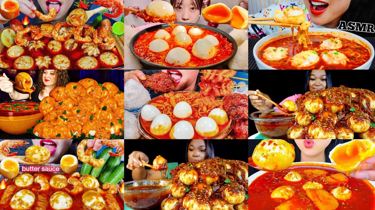 THE BEST OF SOFT BOILED EGGS MUKBANG COMPILATION * MOST DELISH SPICY SAUCY EGGS BOILED ASMR