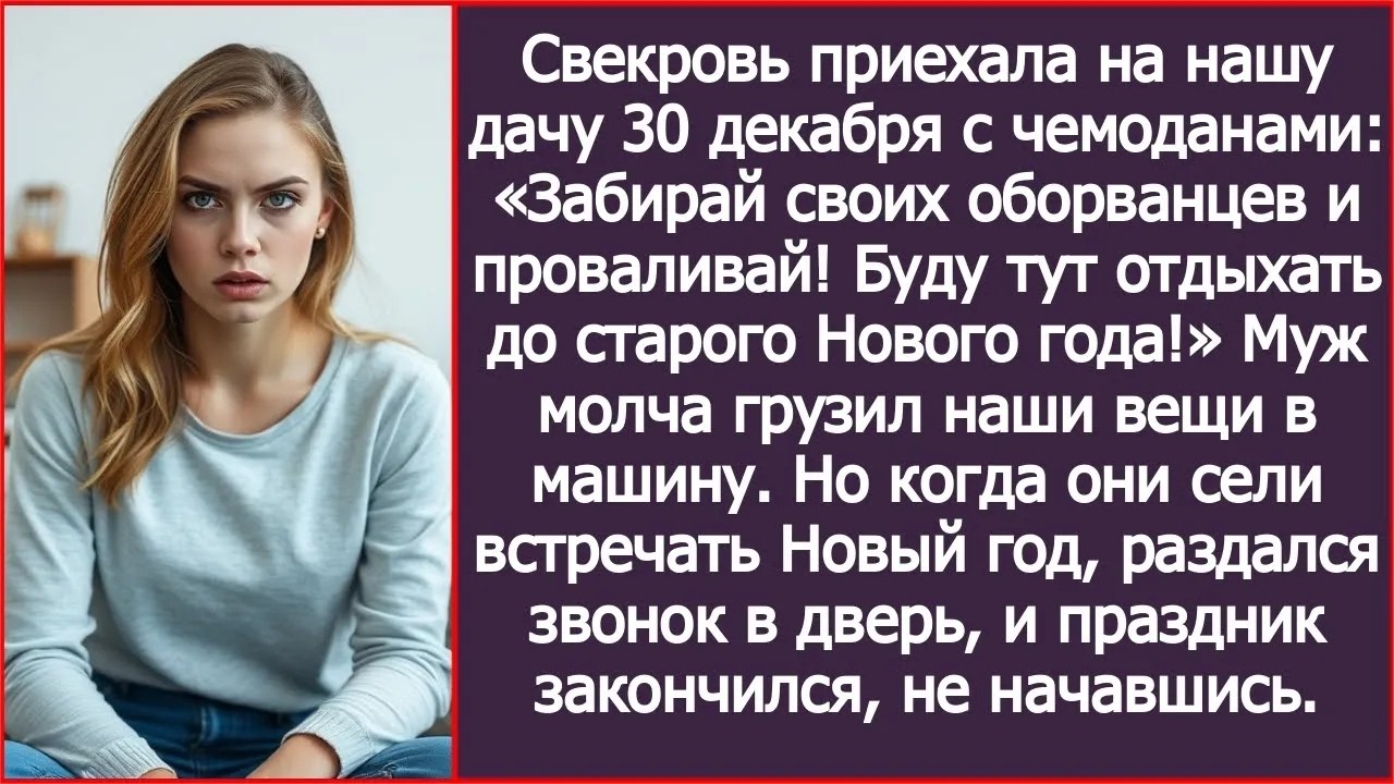 Муж и свекровь сели встречать Новый год на моей даче, выгнав меня с детьми. Но тут в дверь позвонил