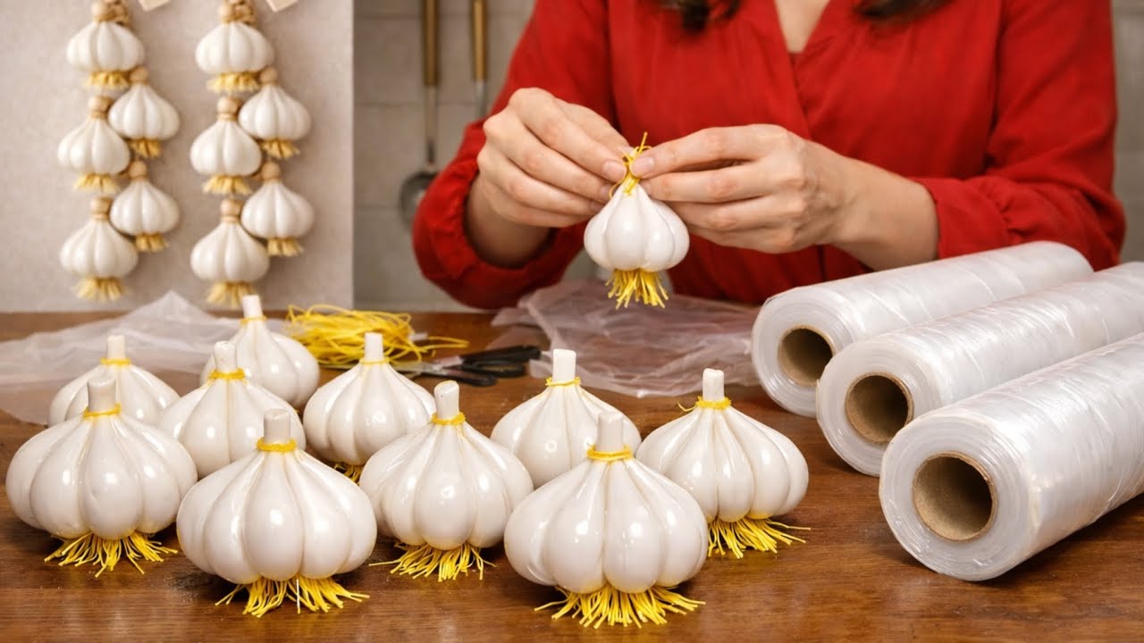 Don’t Throw Away Plastic Bags! Make This Garlic Decor Instead🧄