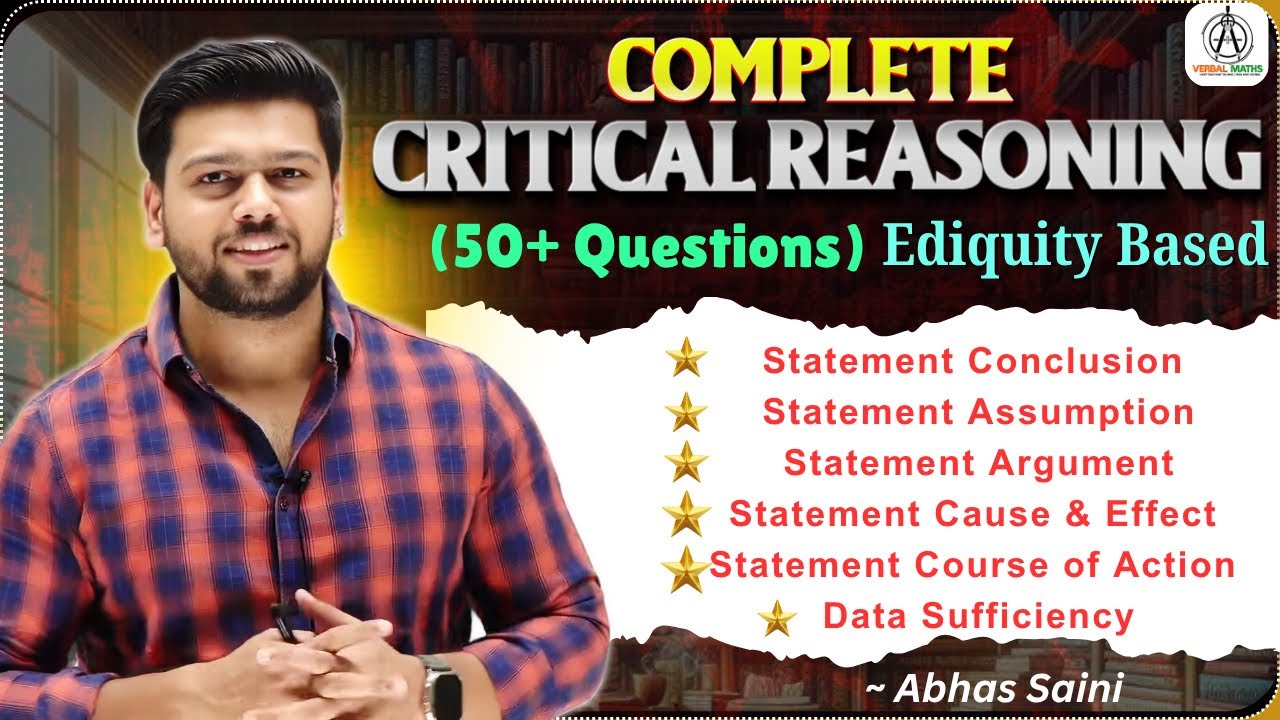 ~60 Qtns Complete Critical Reasoning in 1 video !Data Sufficiency Statement Argument  Assumption etc