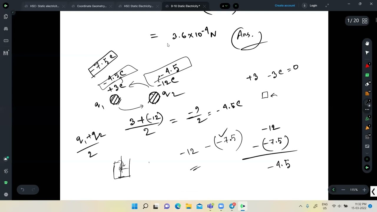 Static electricity math problem solve