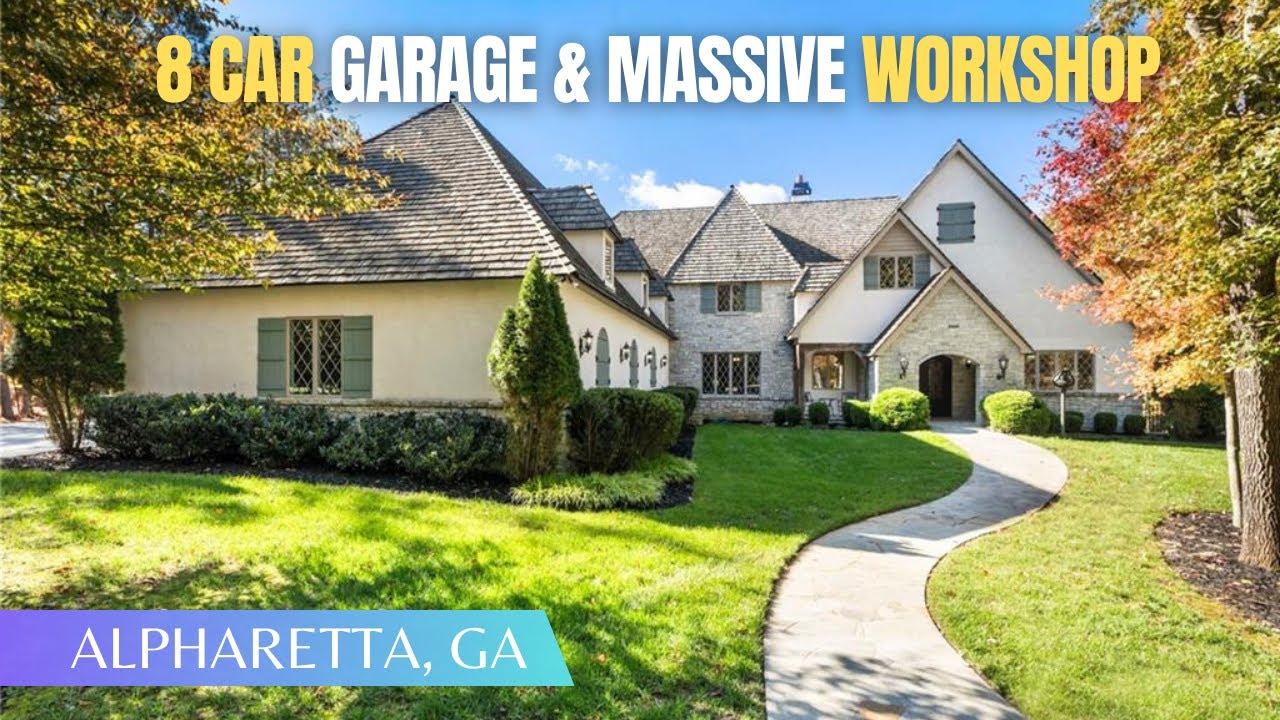 Luxury Lakefront French Manor w/8 Car Garage + Huge Workshop + 2 Primary Suites + Gym + Craft Room