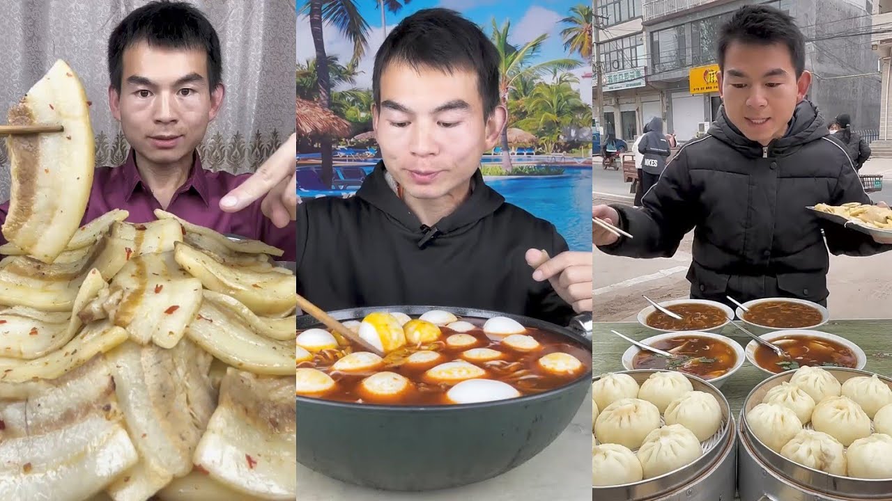 Mukbang Foodie Meat 🍖🥓 Pork Chicken 🍗 Noodles 🍜 with Chinese food #delicious #pork #noodles #meat 