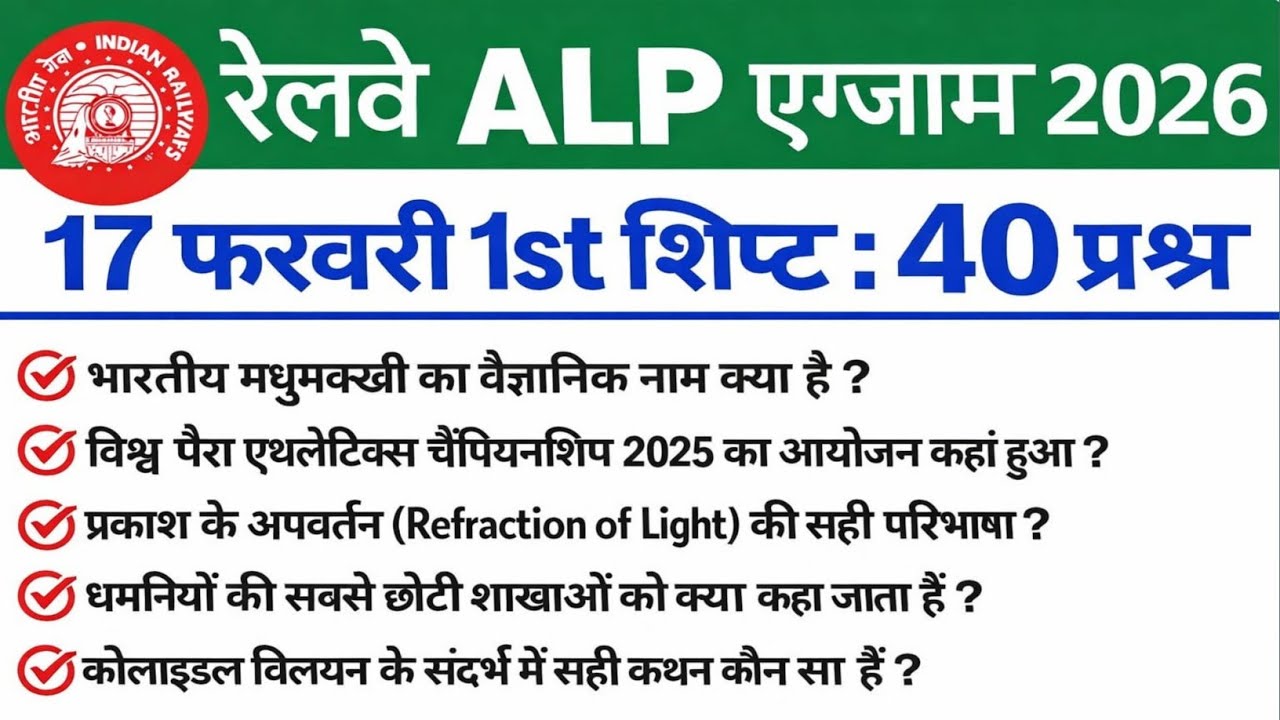 RRB ALP Review 1st Shift 17 February 2026 | RRB ALP Exam Analysis today | RRB ALP Review 2026 Today