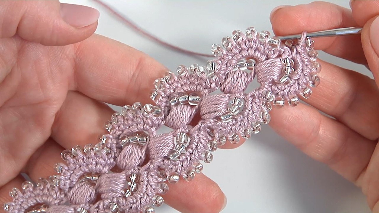 SUPER GORGEOUS! How to Crochet Ribbon with Beads/Author's Design