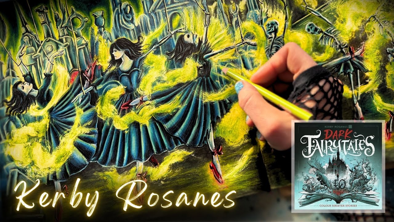 Coloring Red Shoes in Kerby Rosanes' Dark Fairytales | Adult Coloring Book