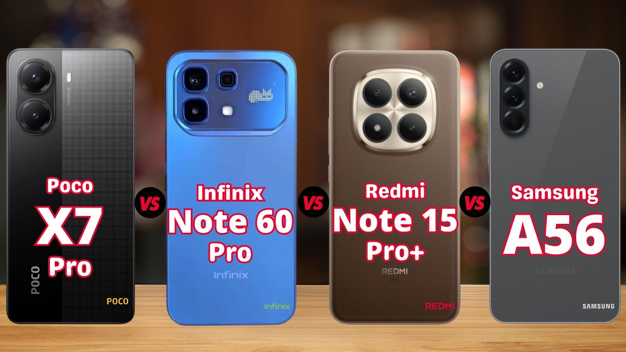Poco X7 Pro vs Infinix Note 60 Pro vs Redmi Note 15 Pro Plus vs Samsung A56