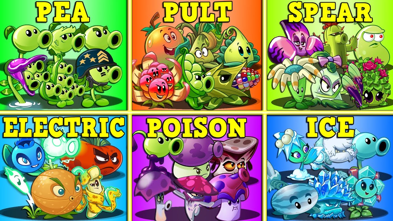 PVZ 2 PEA x PULT x SPEAR x ELECTRIC x POISON x ICE Battlez Team Family Plants Battlez Who Will Win?