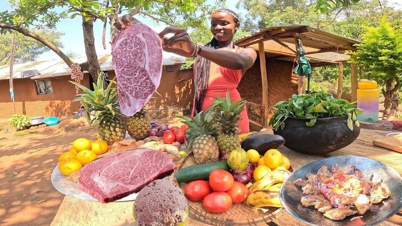 I Cooked Western Wagyu Beef  with a little African Style | Village Cooking Style