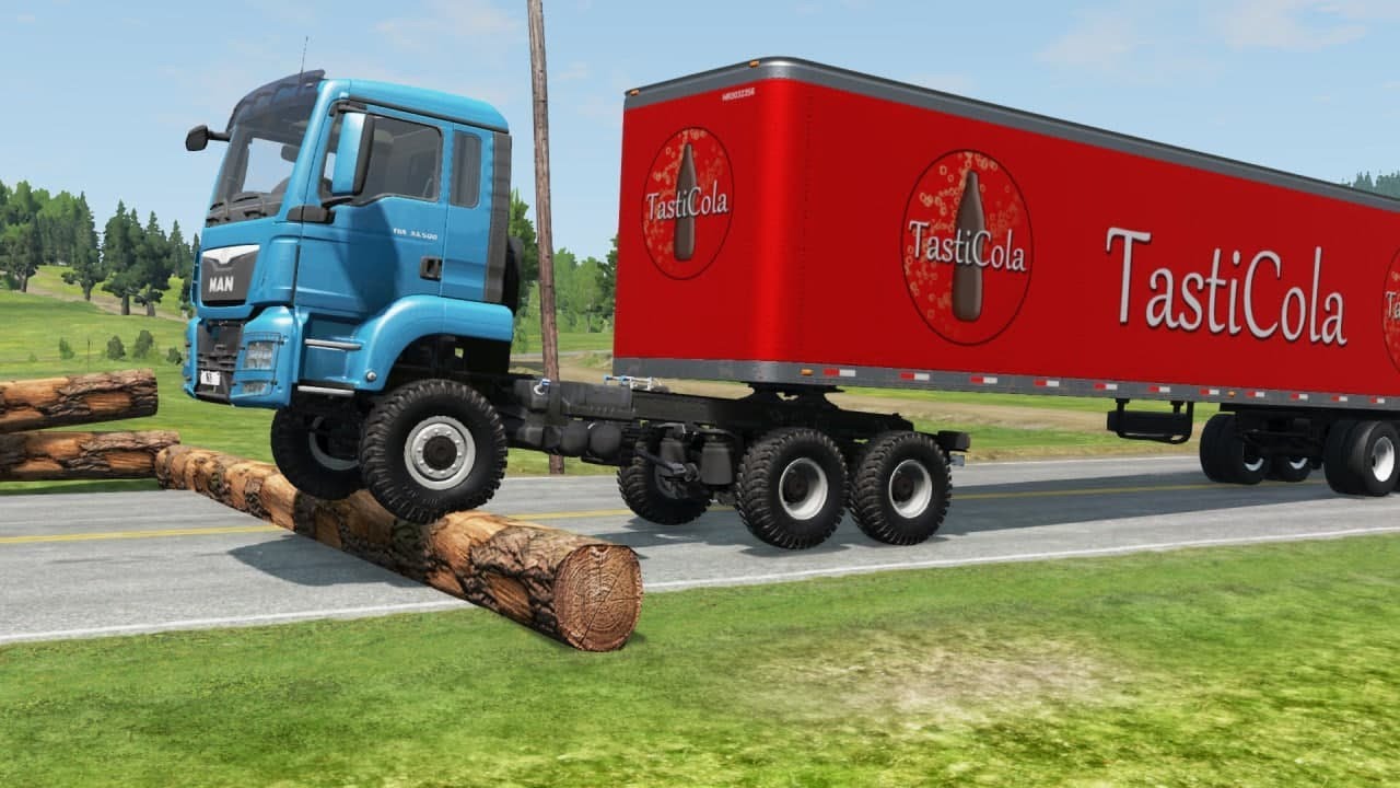 Cars and Trucks vs Fallen Tree - Cars vs Massive Log | BeamNG.Drive Bro
