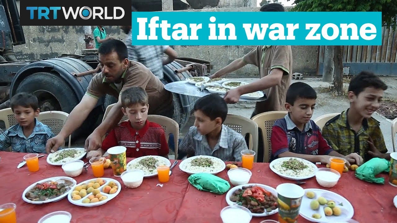 People in Douma are breaking their fast outdoor for the first time