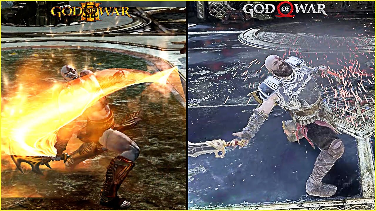 God Of War 3 Vs . God Of War 2018 - Old Kratos Vs Young Kratos | Comparison