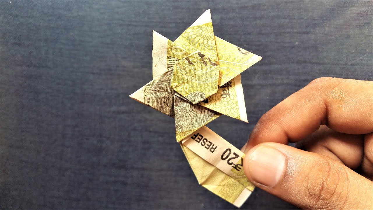 Origami Flower with One New 20 Rupees Note | #SuryaOrigmai