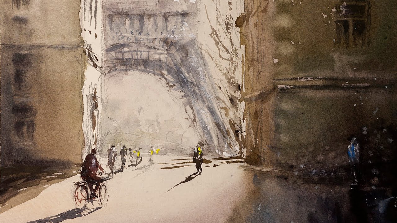 Aquarell Gemälde Straßenszene Zeitraffer | watercolor streetscene speedpainting | André Khamasmie