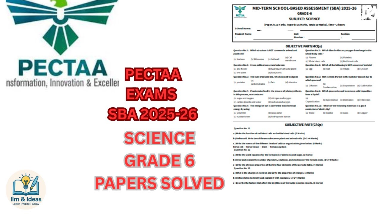GRADE 6 SCIENCE PAPER PECTAA SBA MID TERM 2025-26