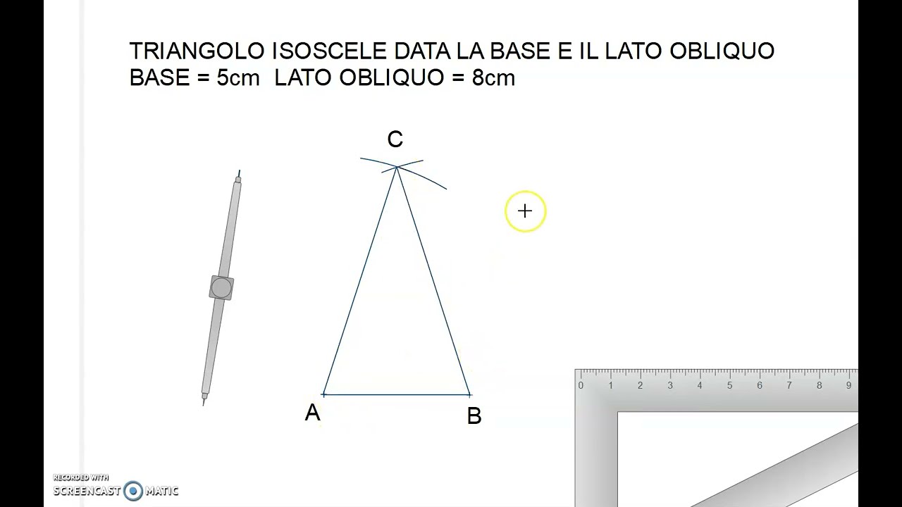 Triangolo isoscele dati la base e il lato obliquo con l'uso del libro