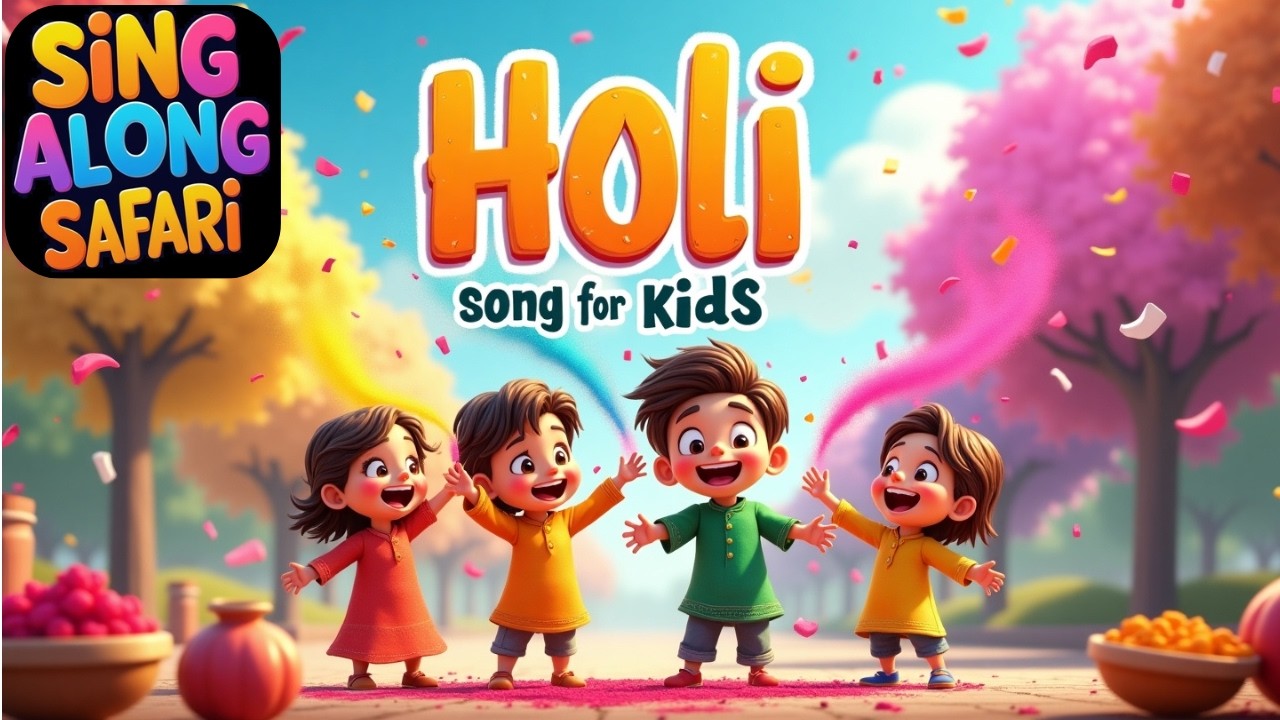 Holi Song for Kids | Holi Nursery Rhyme with Colors | Preschool Toddler Dance Song | Holi Hai