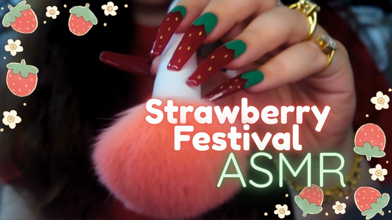ASMR Doing Your Makeup for the Strawberry Festival 🍓💄 (No Talking)