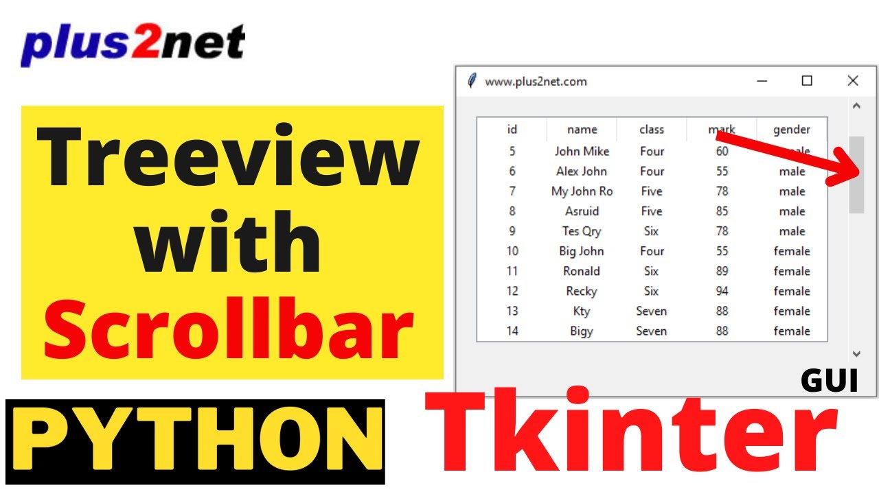 Vertical & horizontal Scrollbar to navigate rows for Tkinter Treeview while displaying records