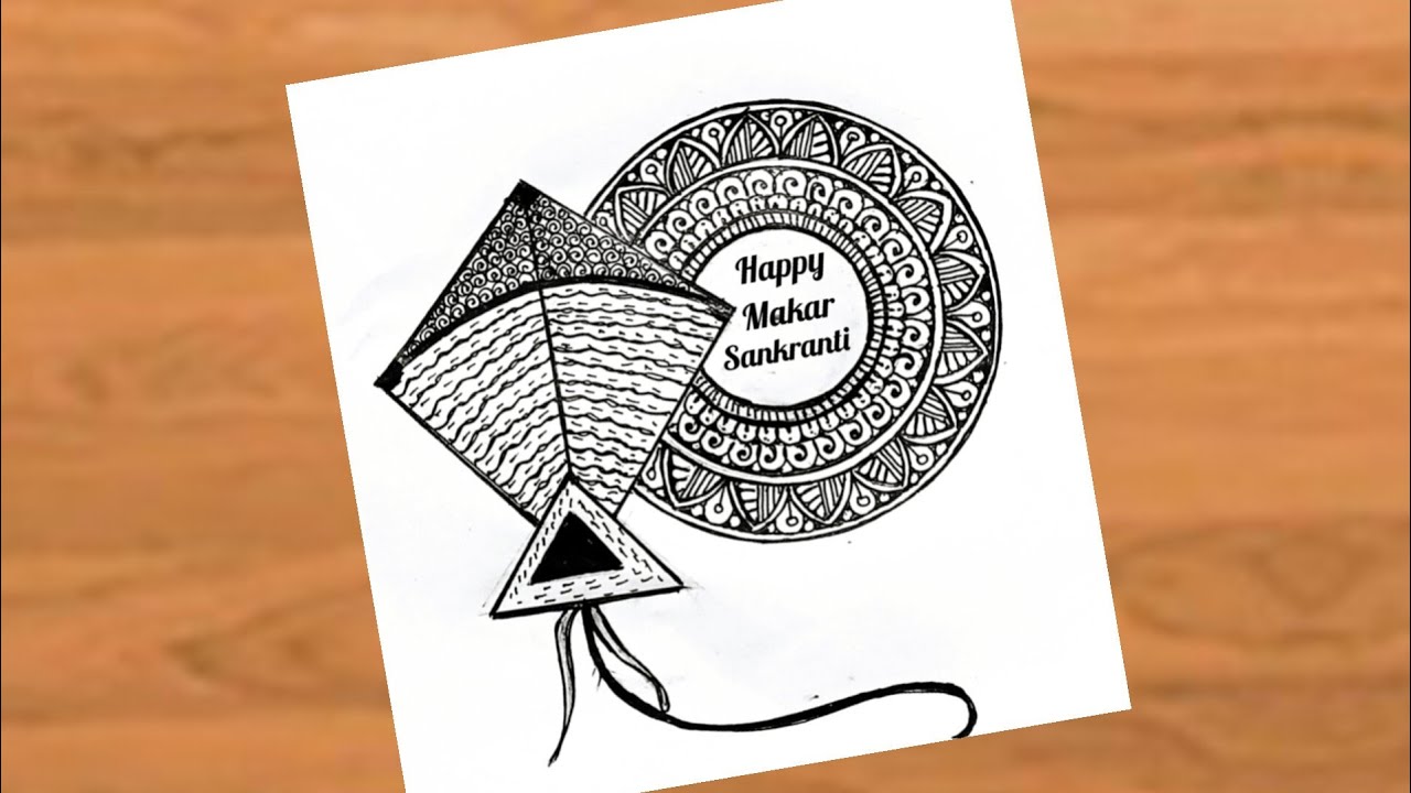 Makar Sankranti Drawing /How to draw mandala for beginners/Makar sankranti mandala art/Kite drawing.