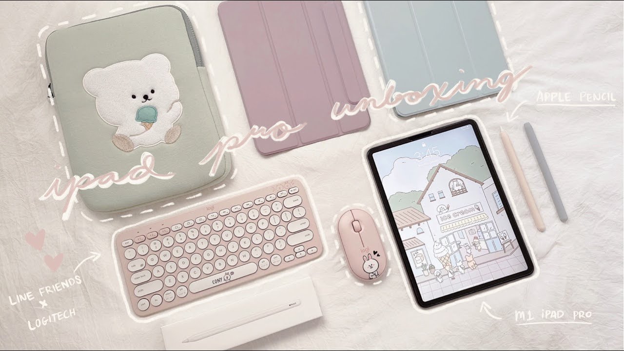 ☁️ 2021 M1 iPad Pro 11” unboxing + cute accessories + Apple Pencil 2 ☁️