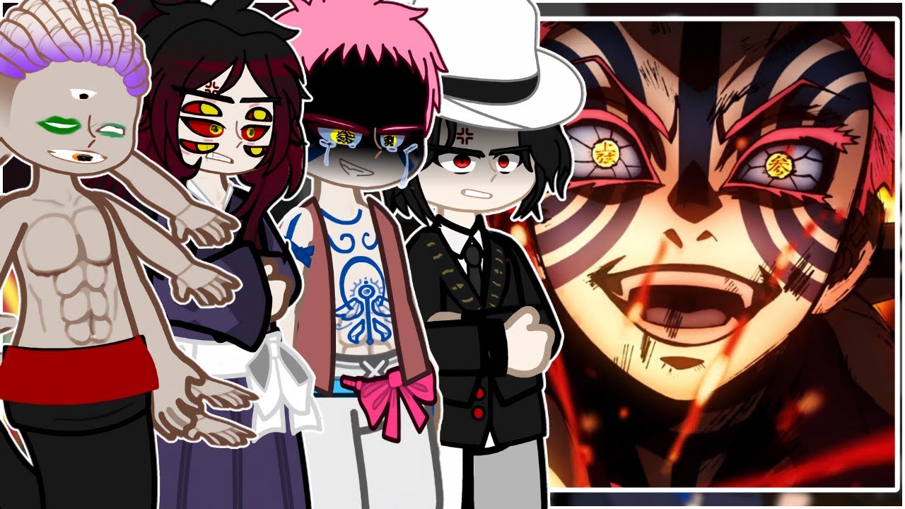 Upper Moons + Muzan React to Akaza vs Tanjiro And Tomioka || Hakuji - Gacha react
